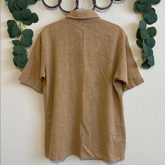 Vintage Baracuta Men’s Tan Linen Gauze Button-Down Shirt - Picture 6 of 6